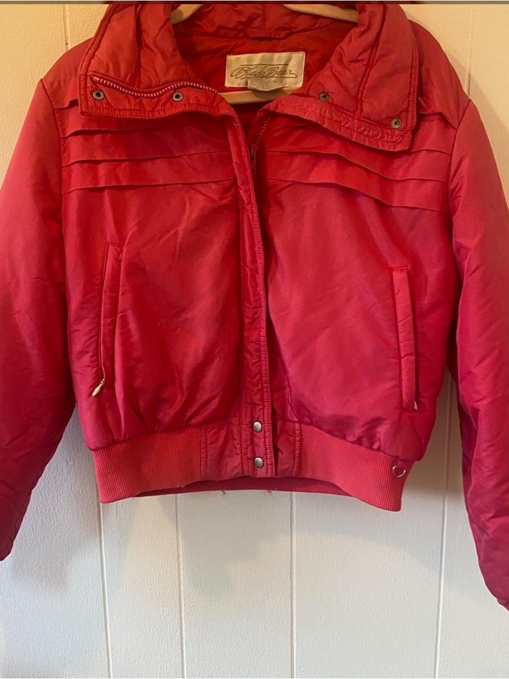 Black Bead Red Bomber Jacket